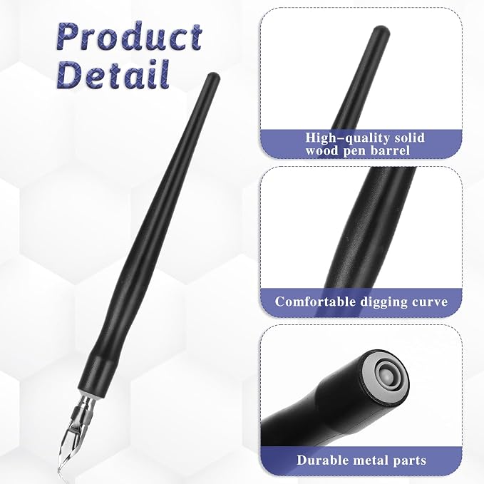 Oblique Calligraphy Pens Dip Set, Comic Pen Nib Set, Fluid Writer Pen, - Image 3