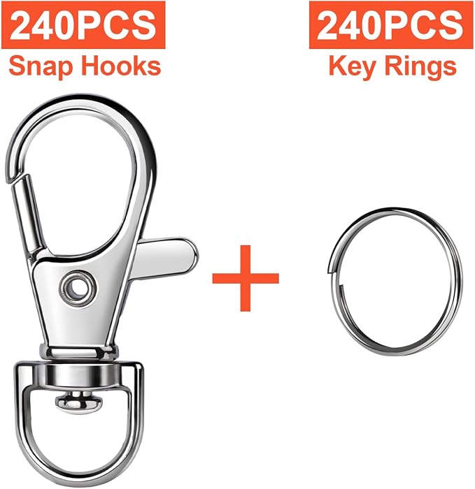 LEOBRO 480PCS Lobster Claw Clasps and Key Rings, Keychain Making Kit - Image 2