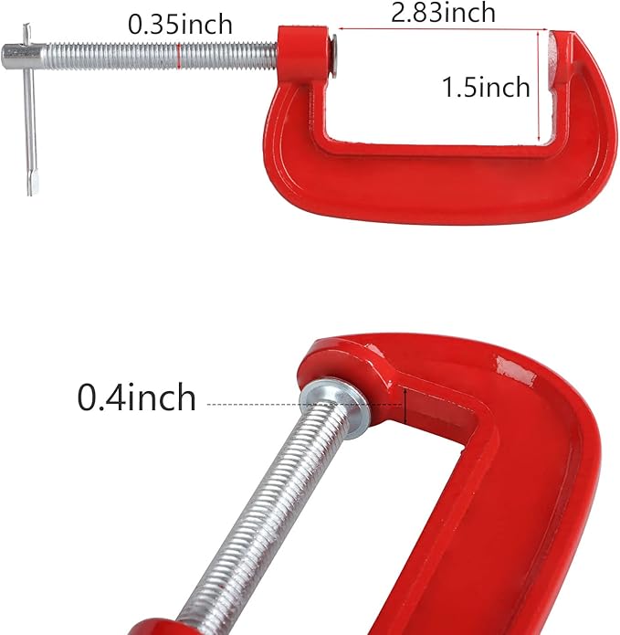 10 Piece 3 Inch C-Clamp Set - Industrial Strength, Heavy Duty C-Clamp Quick-Grip, Quality Iron C Clamps for Woodworking, Welding, and Building(Red)