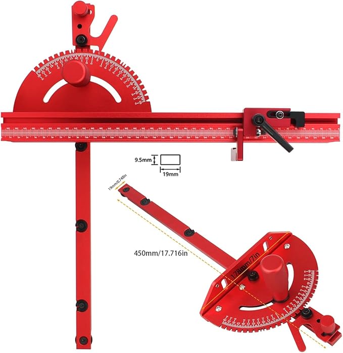 Table Saw Miter Gauge Works w/Table Saws, Band Saw and Router Table (Red)