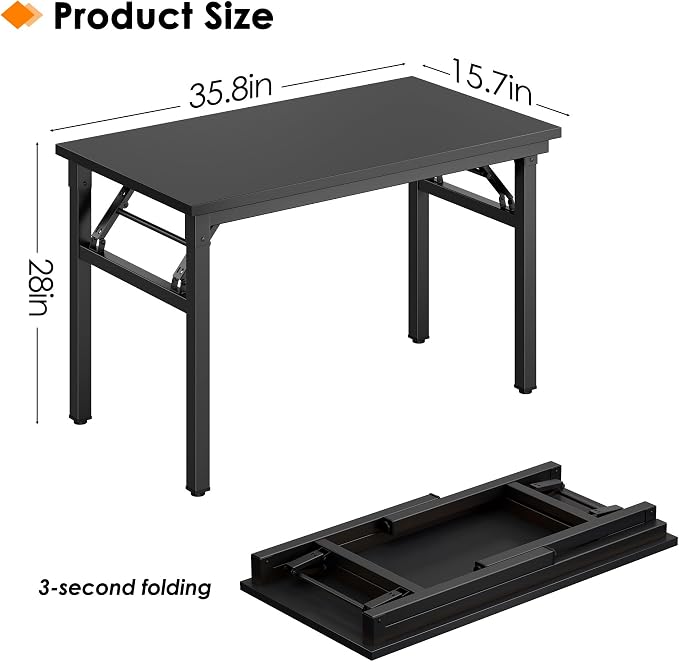 Need Small Folding Computer Desk, 35.8 Inch Writing Table, Sturdy Foldable Desk - Image 3