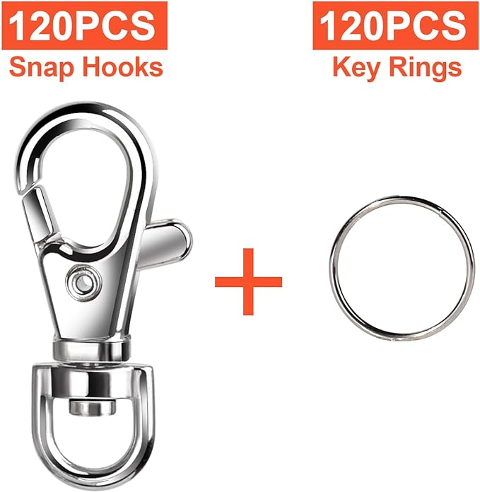 LEOBRO 240PCS Lobster Claw Clasps and Key Rings, Keychain Making Kit, - Image 2
