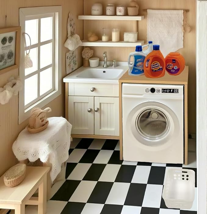 1:12 Scale Miniature Electric Washer and Dryer Set, Realistic Dollhouse Laundry - Image 6