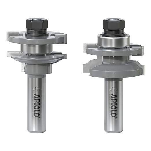 Professional 2PCS Ogee Style Rail and Stile Router Bits Set 1/2 Inch Shank, 3/8 Inch Cutting Depth, Up to 7/8 Inch Stock, Perfect Door Frame Shaper Cutters Raise Panel Making Router Bit Set