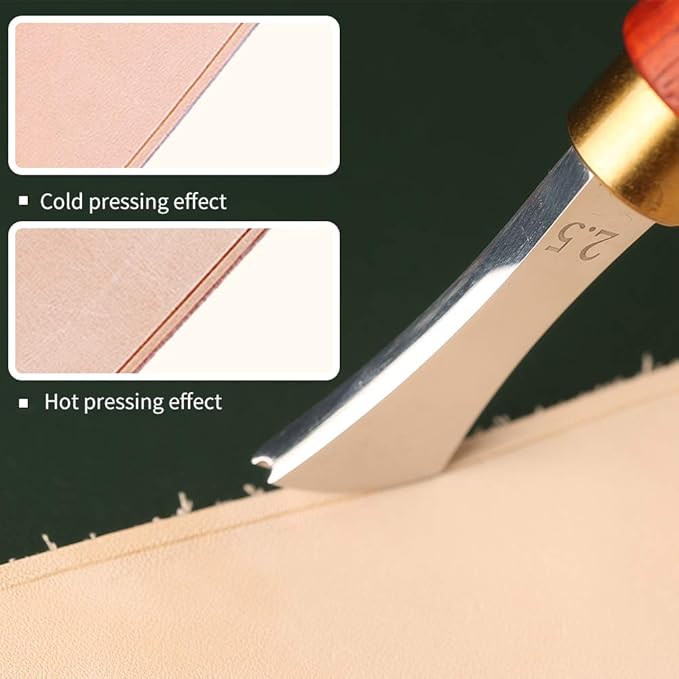 UOOU Leather Edge Creaser,2.5mm Professional Leather Tool,Edge Creaser Stainless Steel Red Wood Handle Tool for Beginners DIY Leather Craft