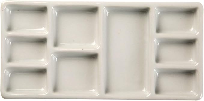 MEEDEN 9-Well News Ceramic Rectangle Artist Paint Palette by MEEDEN