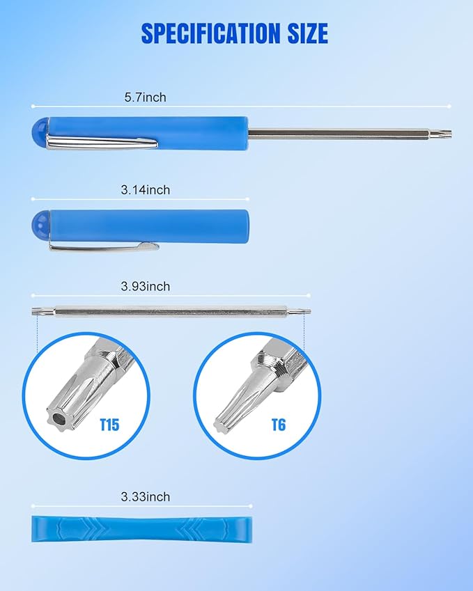 Screwdriver Bit Set for RingDoorbell, Double-Ended T6 T15 Screwdriver with 20Pcs Fits for All Ring Video Doorbell Models (Blue)