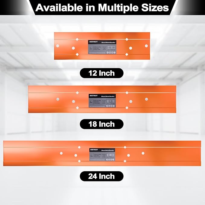 Sheet Metal Bender Folding Tool, 12 Inch Hand Seamer for HVAC Ductwork, Roofing & Metal Panels, 3/8" & 1" Fold Depth, Heavy Duty Steel Brake with High-Visibility Orange Finish
