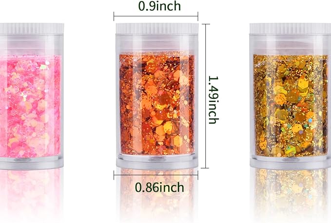 LICOOL GLITTER Pack of 24 Colors Chunky and Fine Glitter Mixed, Licool Glitter - Image 3