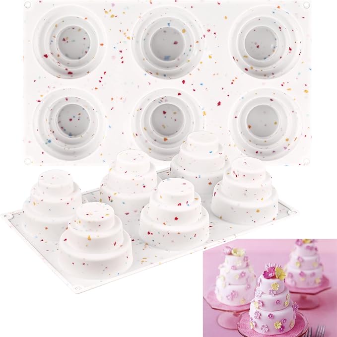Sakolla 2 Pack 3 Tier Mini Cake Molds, 6 Cavity Silicone Cake Molds by Sakolla