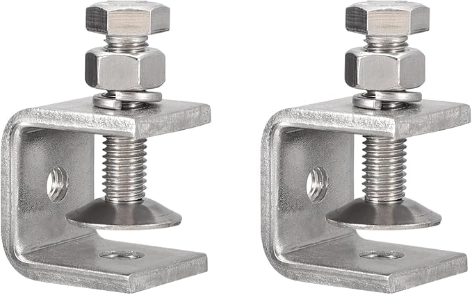 2 Pack 304 Stainless Steel C Clamps with 20mm/0.79" Stable Wide Jaw Opening Tiger Clamp for Woodworking Welding Construction Household Mount