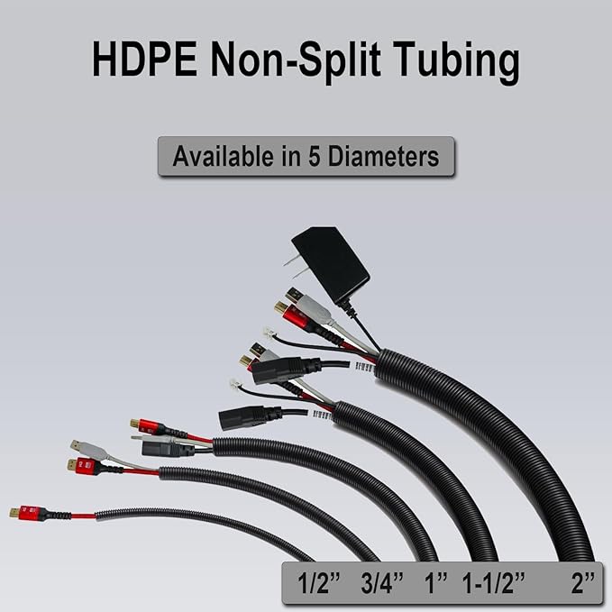 Flexible Polyethylene HDPE Non-Split Corrugated Wire Loom Tubing (Blue, 2" Dia. x 100 ft)