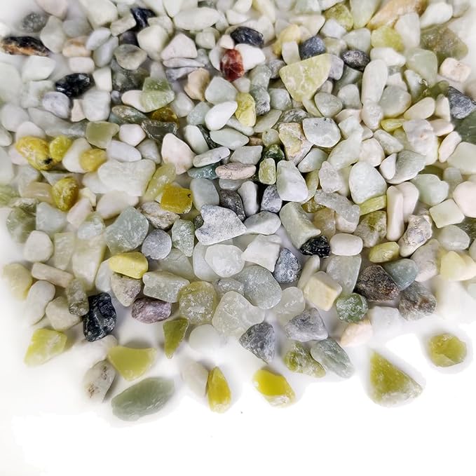 1.1 LB Natural Small Jade Gravels Mini River Rocks, Light Green Mix | - Image 8
