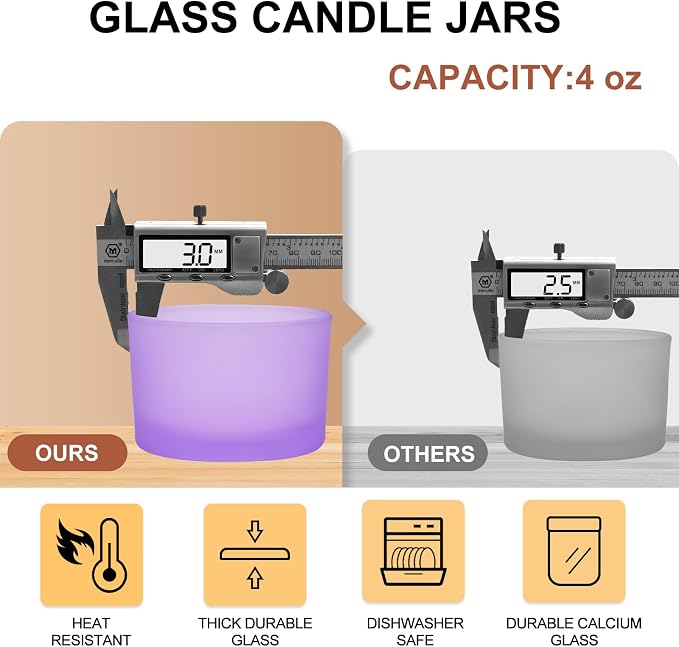 SHOWIN Thick Candle Jars for Making Candles 16 Pcs, 4 OZ Empty Jars - Image 2
