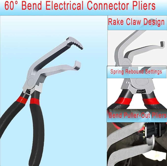 Electrical Disconnect Pliers, Electrical Connector Pliers for Cars, Automotive Electrical Plug Removal Tool, Terminal Removal Tool, Automotive Wire Locking Push Tab Disconnect Tools(3 PCS)