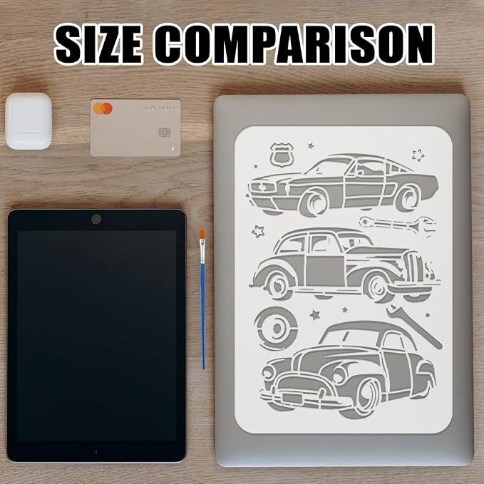 FINGERINSPIRE 2Pcs Layered Classic Car Pattern Stencils - Image 3