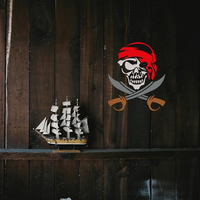 Pirate Skull Stencil Template 11.8 x 11.8 Inch Plastic Reusable Skull Horror - Image 5