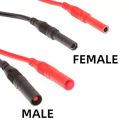 4PCS Meter Test Lead Extension Male to Female Connector, 4mm Banana Plug to Jack Heavy Duty Silicone Wires, 14AWG Multimeter Leads Probes Adapter