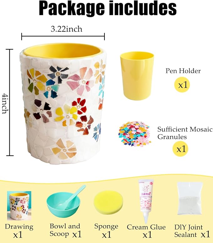 YUCHIYA DIY Glass Mosaic Pen Holder Craft Kit - Image 2