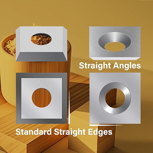 10.5mm Square Carbide Inserts Cutters Tungsten Carbide Reversible Blades Replacement Knives 10.5×10.5×1.5mm-35° for Woodworking Spiral/Helical Planer Cutter Head or Wood Turning Lathe Tools 10 Pcs