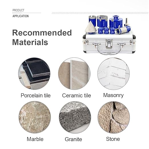 SHDIATOOL Diamond Drill Core Bits,Tile Drilling Core Hole Saw Beveling Chamfer for Porcelain Marble Ceramic Granite with Hexagon Shank Adapter 9pcs(6/8/10/35/50/65/25MM/2inch/HEX)