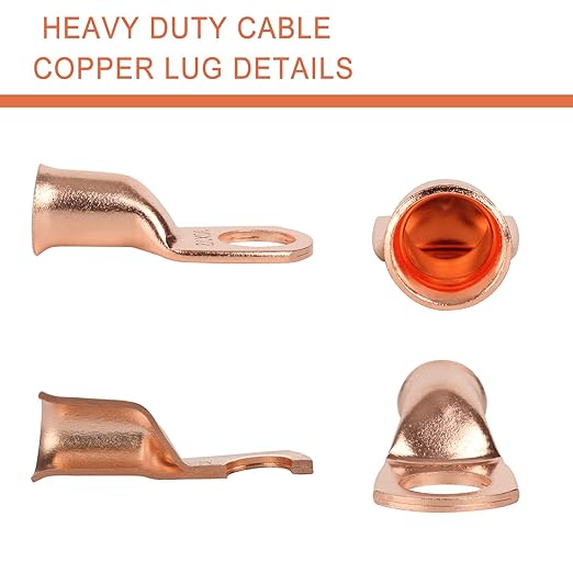 10pcs 1/0 AWG-1/2”(M12) Ring Terminals 0 Gauge Copper Wire Lugs Battery Cable Ends Heavy Duty Battery Cable Terminal Connectors