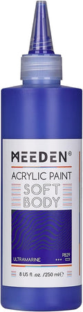 MEEDEN Soft Body Acrylic Paint: Ultramarine Blue Matte Finish - 250ml/8.45oz by MEEDEN
