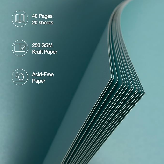 potricher 7 x 7 Inch DIY Scrapbook Album 40 Pages Hardcover Kraft Paper Scrap - Image 5