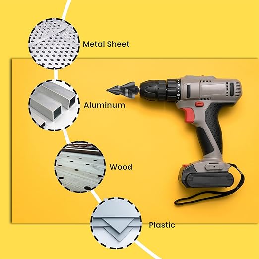Lichamp Unibit Step Drill Bit for Metal, Genuine M2 Drill Stepper Bit for Hard Metal Heavy Duty, 19 Sizes from 3/16" to 1-3/8", Spiral Grooved with Hex Drive, C1BK