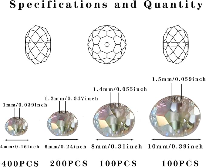 800Pcs 4/6/8/10mm Crystal Glass Beads - Image 3