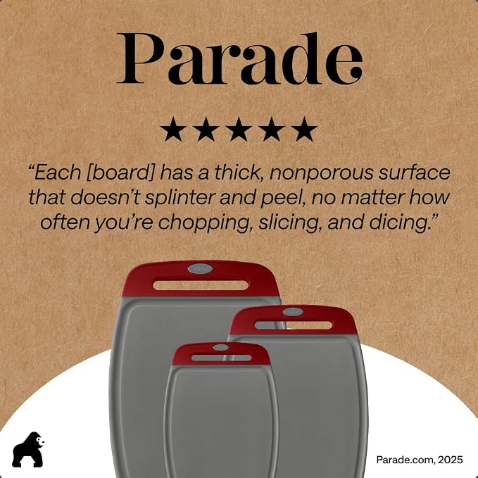 GORILLA GRIP BPA-Free Reversible Kitchen Cutting Board Set of 3, US Designed - Image 9