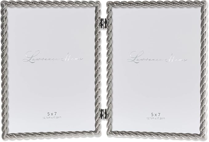 Lawrence Frames Metal Frame, Rope Design, Brushed Nickel, 5x7 Double by LawrenceFrames