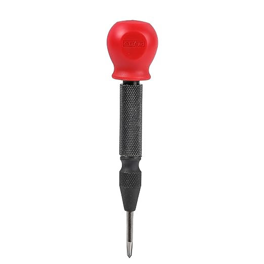 ARES 10022 - Automatic Center Punch - 5-Inch Adjustable Spring-Loaded Tool - Anti-Slip Knurled Grip - Durable S2 Steel Tip