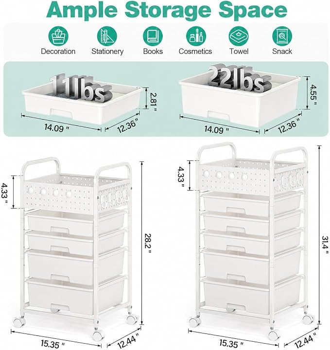 4 Drawer Rolling Storage Cart - Image 2