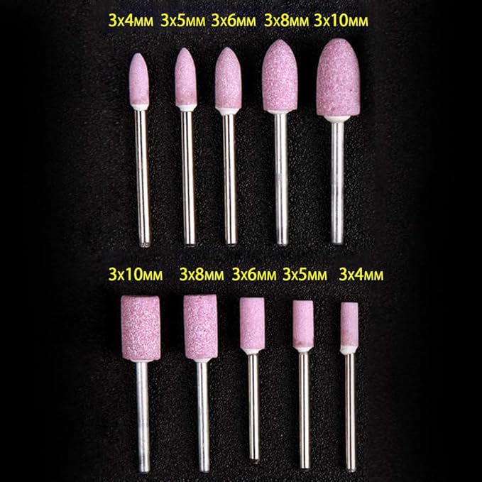 10 Pcs 1/8 Shank Abrasive Mounted Stone Rotary Tool Grinding Wheels Bit Set for Dremel