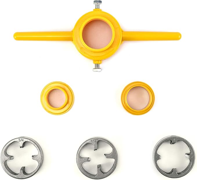 QWORK NPT Die Set, 6Pcs PVC Thread Maker Tool,Pipe Round Die Set, Pipe Threader Plumbing Tool, Three Maker Size: 1/2", 3/4", 1"