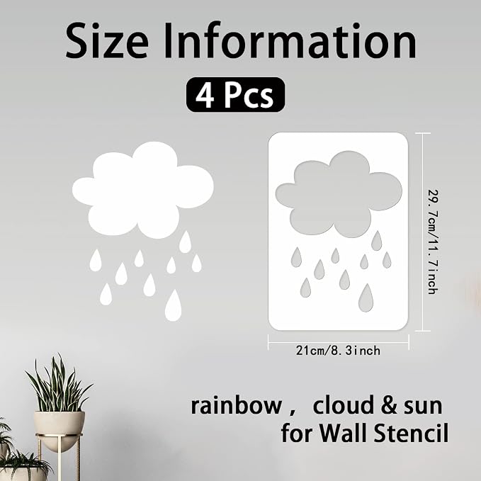 INFUNLY 4pcs Rainbow Wall Stencils - Image 2