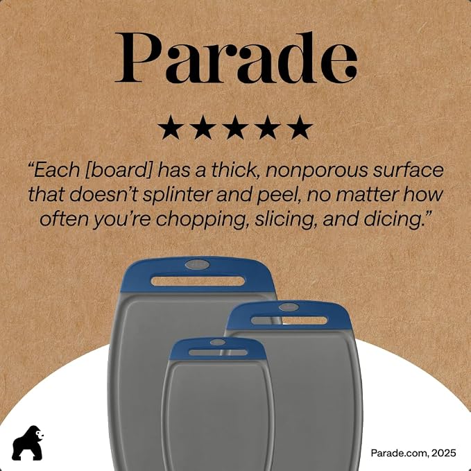 GORILLA GRIP BPA-Free Reversible Kitchen Cutting Board Set of 3, US Designed - Image 9