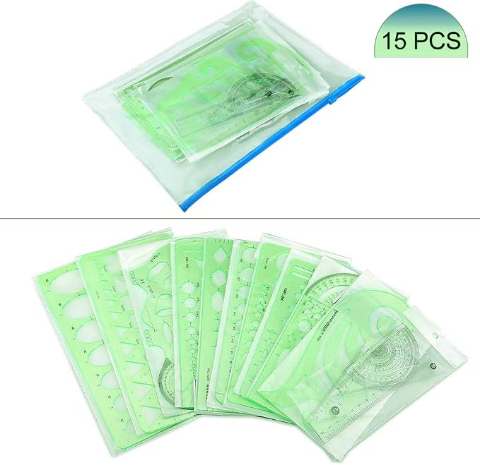 Angrox Geometric Drawings Templates Measuring Geometry Rulers 15 Pcs - Image 7