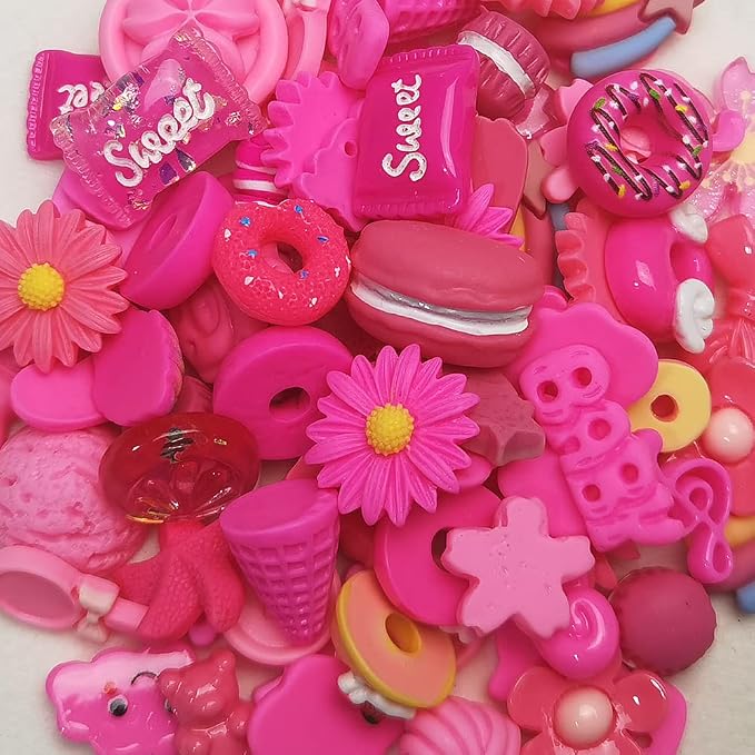 Chenkou Craft 50pcs Lots Mix Assorted Fuschia Craft DIY Flatbacks Resin Flat - Image 2
