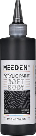 MEEDEN Mars Black Acrylic Paint: Matte Finish 250ml/8.45oz Soft Body Bulk by MEEDEN