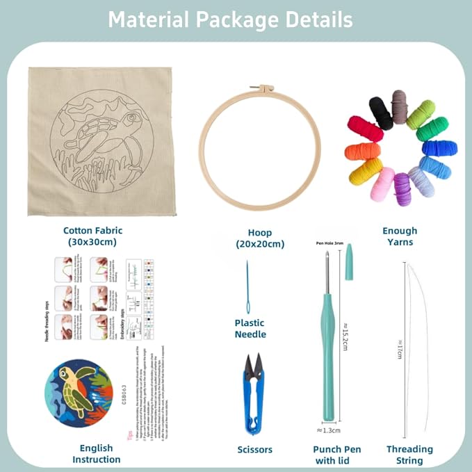 Punch Needle Kits Rabbit in Flowers Embroidery Starter Set - Image 3