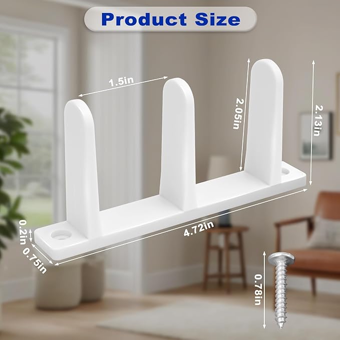 4 Pack Sliding Door Floor Guide, White ABS Closet Door Guides for 1-3/8" Thick Doors, Complete Bottom Track Kit with Screws for Cabinet & Closet