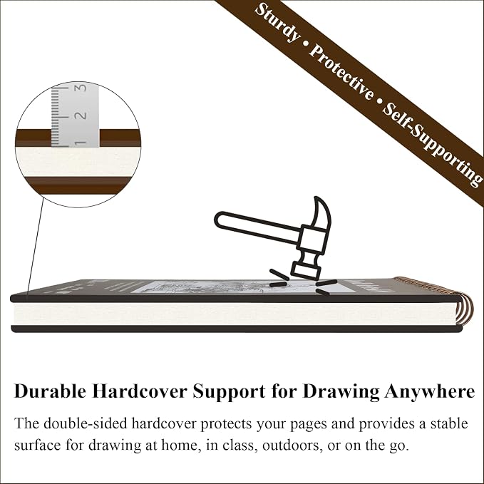 Fuxi Sketchbook 8.5x11, 100 Sheets Hard Cover Sketch Book 8.5" x 11", 68 - Image 5