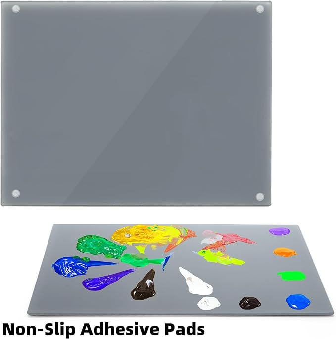 2 Pack Neutral Grey Tempered Glass Palettes, Scratch Resistant Paint Mixing - Image 5