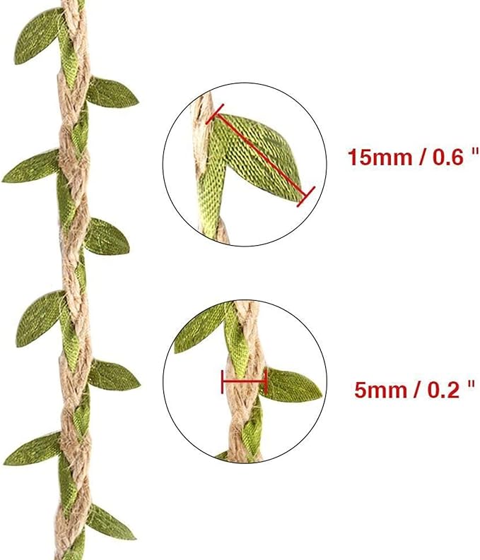 33 feet Natural Twine Light Green Leaf Jute 3ply 2MM Rope Hemp Burlap Ribbon - Image 8