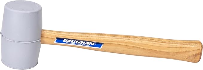 VAUGHAN Solid Rubber Mallet, Quality Rubber 20 oz Head, Made In The USA, Hardwood Handle, RM2W, VN57432