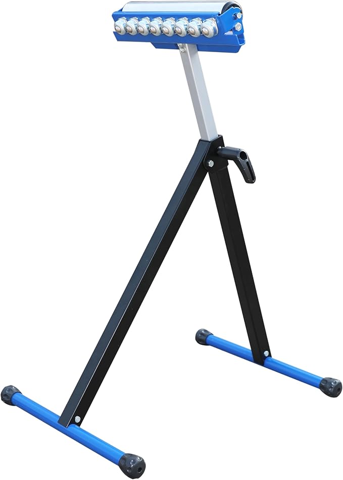 3-in-1 Roller Stand for Woodworking, Adjustable Height 26.77-44.09 In Heavy Duty Stainless Steel Folding Stand with Polished Multi-Directional Material Support for Table Saw, Miter Saw, Planers
