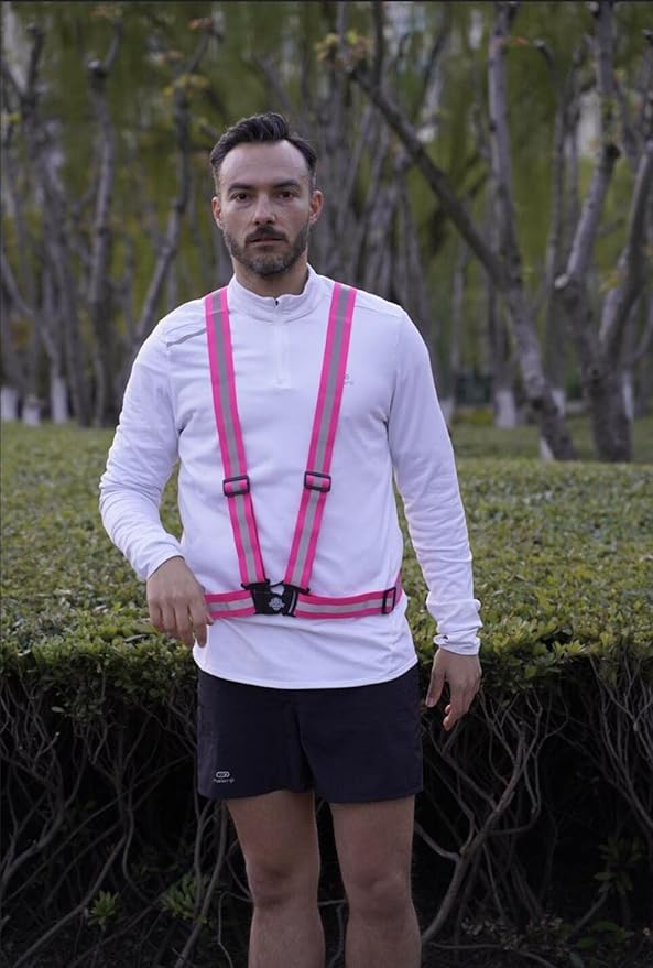 Dazonity High Visibility Safety Vest,Lightweight,Adjustable & Elastic Vest,Hi Vis Reflective Strips, Fit for Men & Women, Construction,Cycling, Runnning, (Fuschia)