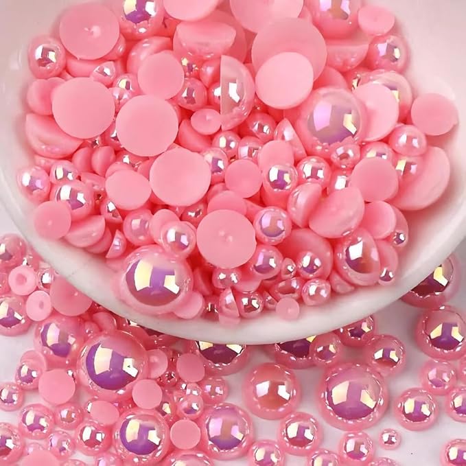 2000PCS AB Color Imitation Half Round Pearls Bead Loose Beads Gems, Mixed Sizes by UYTRDVG